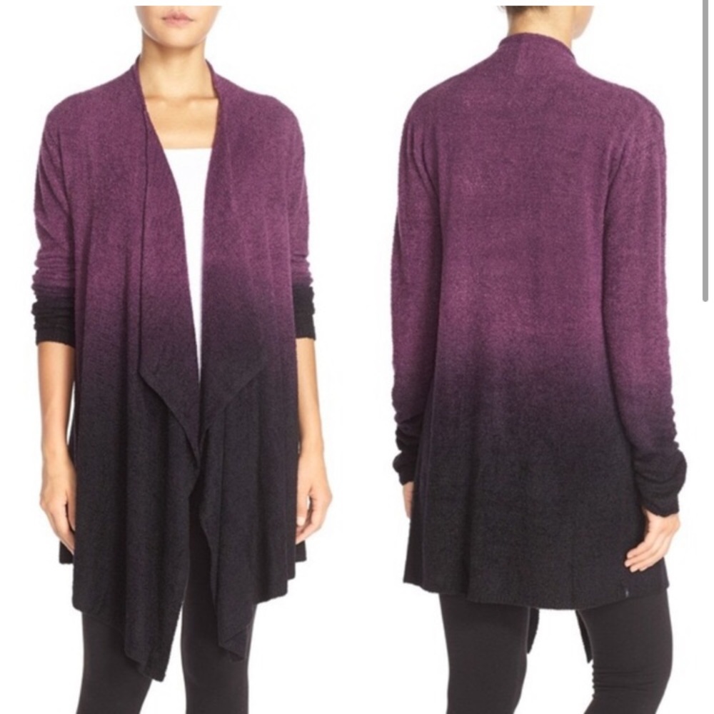 Barefoot Dreams CozyChic Lite Calypso Purple/Black Ombré Cardigan S/M